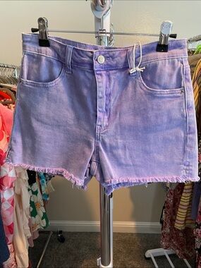Zenana Purple Denim Frayed Hem Women's Shorts